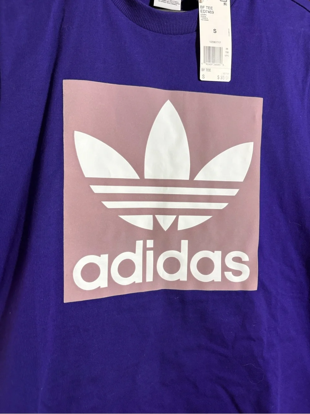 adidas Purple T‑Shirt with Light Pink Logo Box